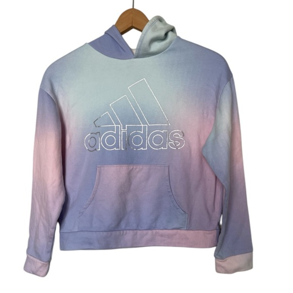 Adidas Girls XL (16) Purple Gradient Fleece‎ Hoodie - Picture 5 of 8